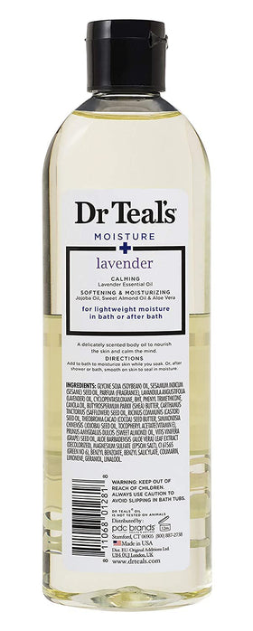 Dr Teal's shea butter oil with pump nozzle emphasizing rich hydration benefit