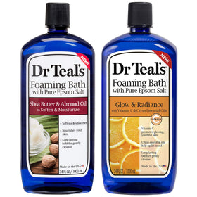 Dr Teal's shea butter and almond oil bottle front showing moisturizer benefits