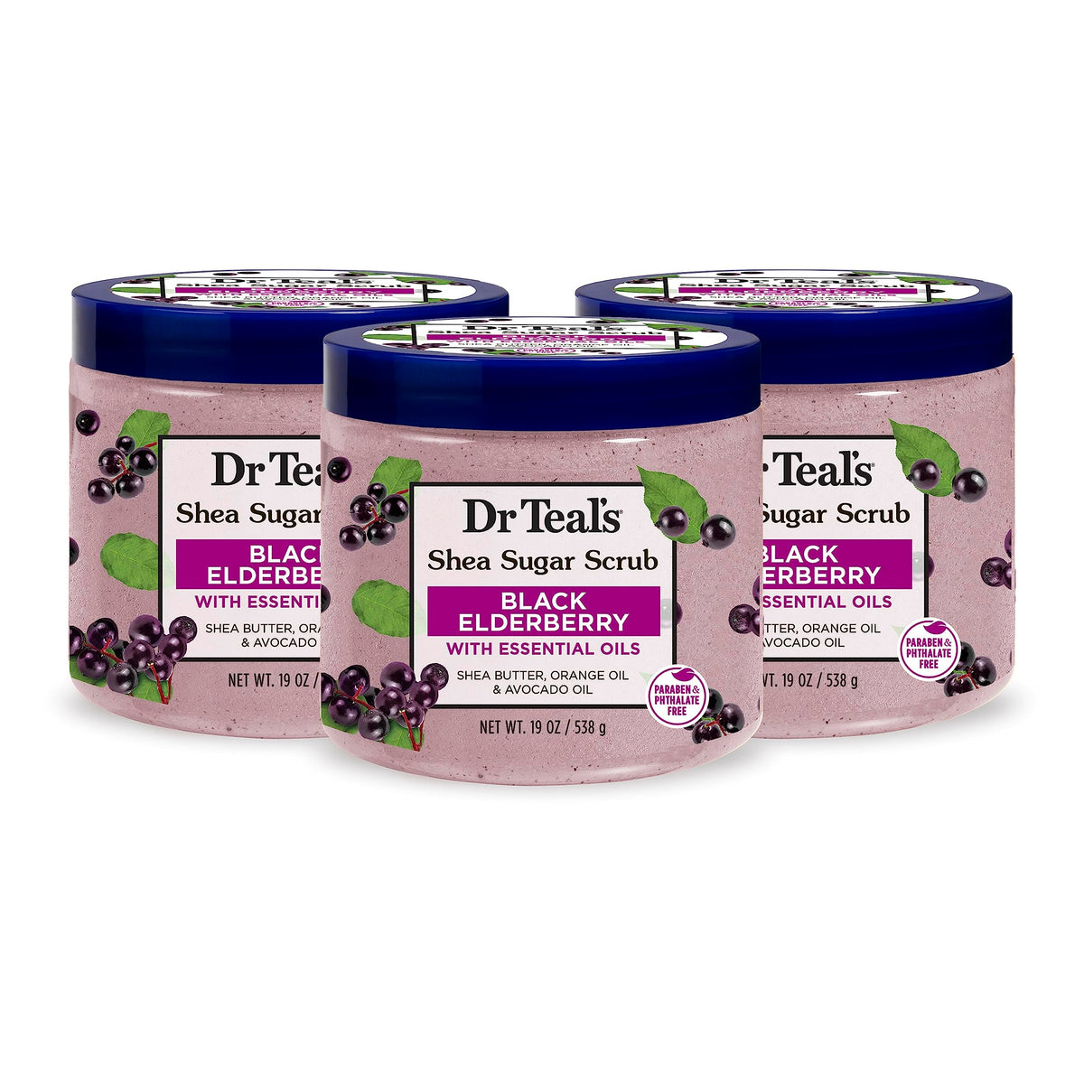Dr Teal's jar front view shows label and moisturizing benefits
