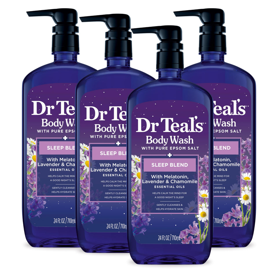 Dr Teal's front packaging showing calming sleep blend benefits