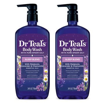 Dr Teal's front packaging showing dual 24 fl oz bottles and calming colors