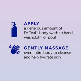 Dr Teal's texture on hand demonstrating creamy lather and hydrating feel