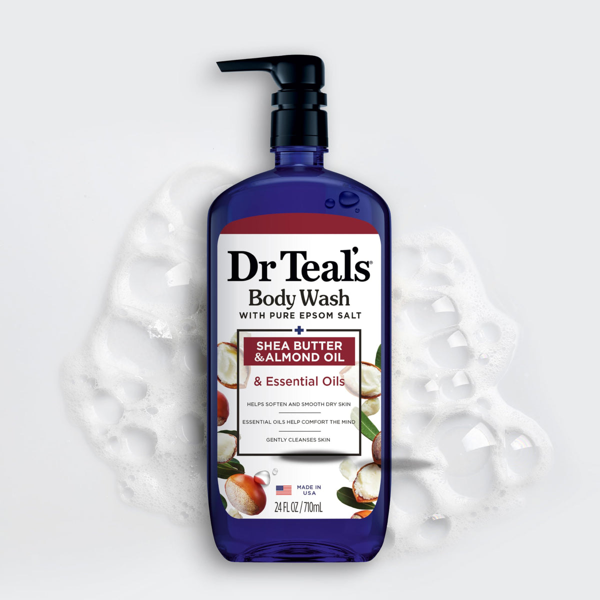 Dr Teal's spa-style bath setting conveying relaxation benefits