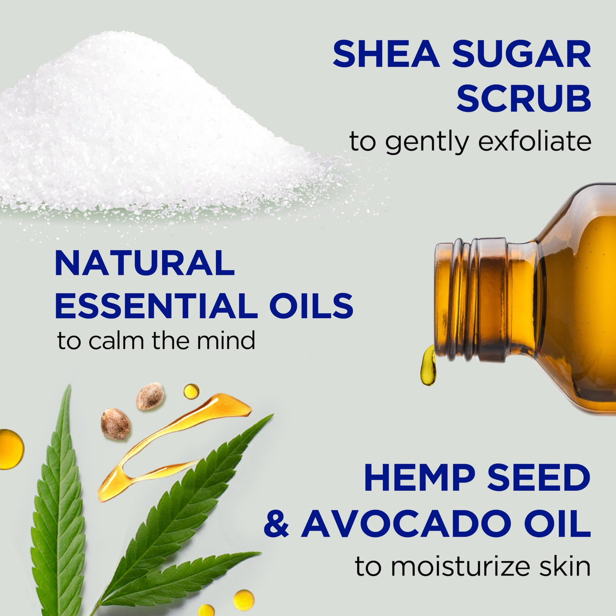 Dr Teal's close-up of sugar grains revealing exfoliating texture