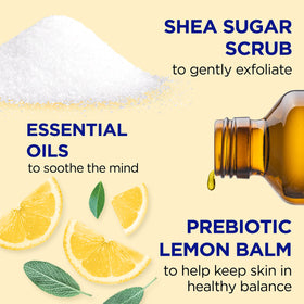Dr Teal's sugar scrub texture close-up revealing exfoliant crystals and creamy oils