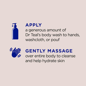 Dr Teal's creamy foam texture lathered on hand for visible moisturizing effect