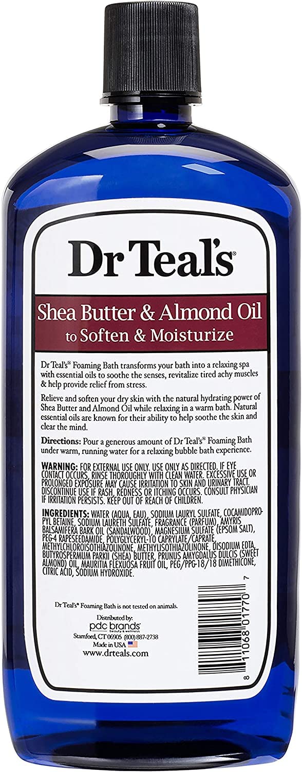 Dr Teal's shea butter foam close-up showing creamy texture for soft skin