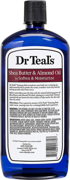 Dr Teal's shea butter foam close-up showing creamy texture for soft skin