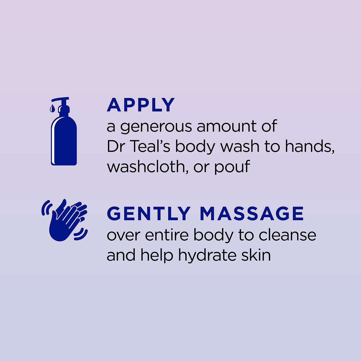 Dr Teal's sudsy texture on hand demonstrating gentle lather
