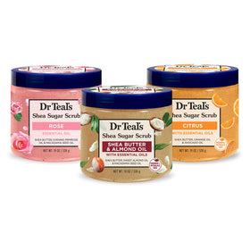 Dr Teal's trial pack front view showing three 19 oz jars and clear benefits