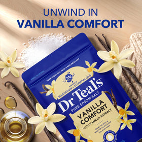 Dr Teal's pouring soak into bathtub for at-home spa relaxation