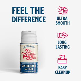 Dr. Tuggs lotion texture close-up showing smooth creamy glide