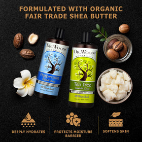 Dr. Woods ingredients label close-up showing organic shea butter and oils