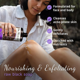 Dr. Woods pouring texture close-up displaying smooth lather and gentle exfoliation benefit
