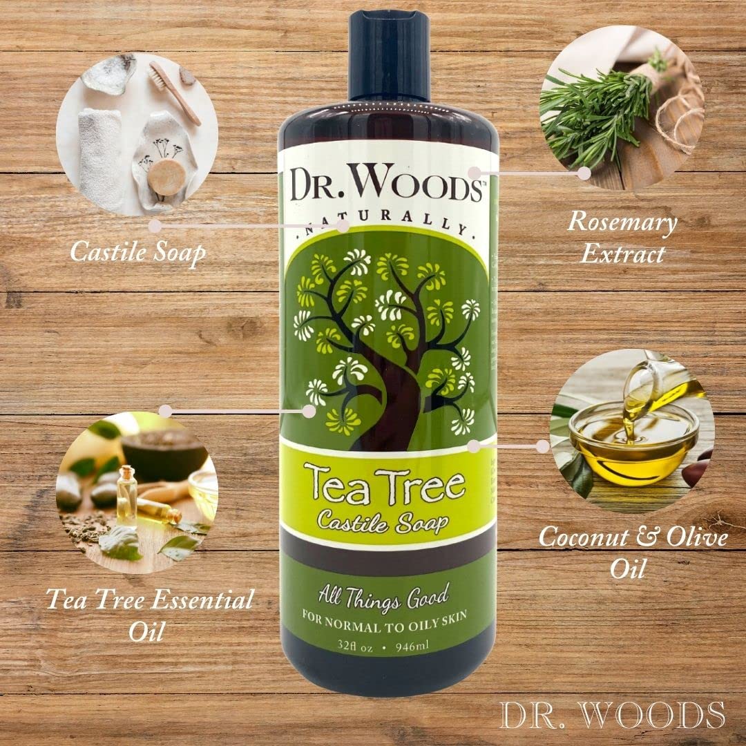 Pump dispensing Dr. Woods castile soap with smooth flow for convenient, controlled use