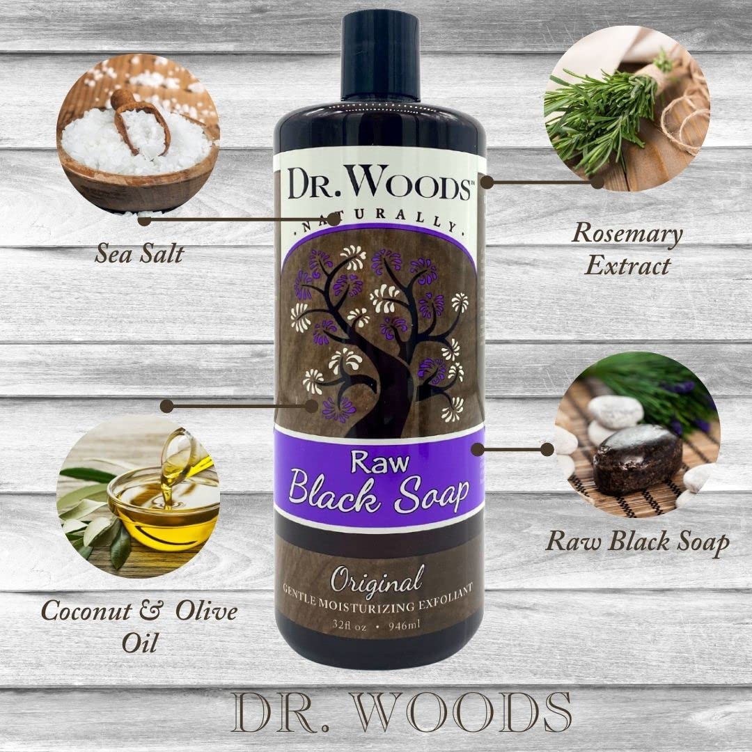Dr. Woods being applied to a loofah in shower for thorough cleansing