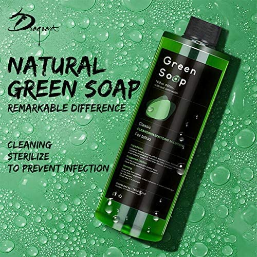 Dragon Art close-up of green soap texture, concentrated lather for effective cleaning