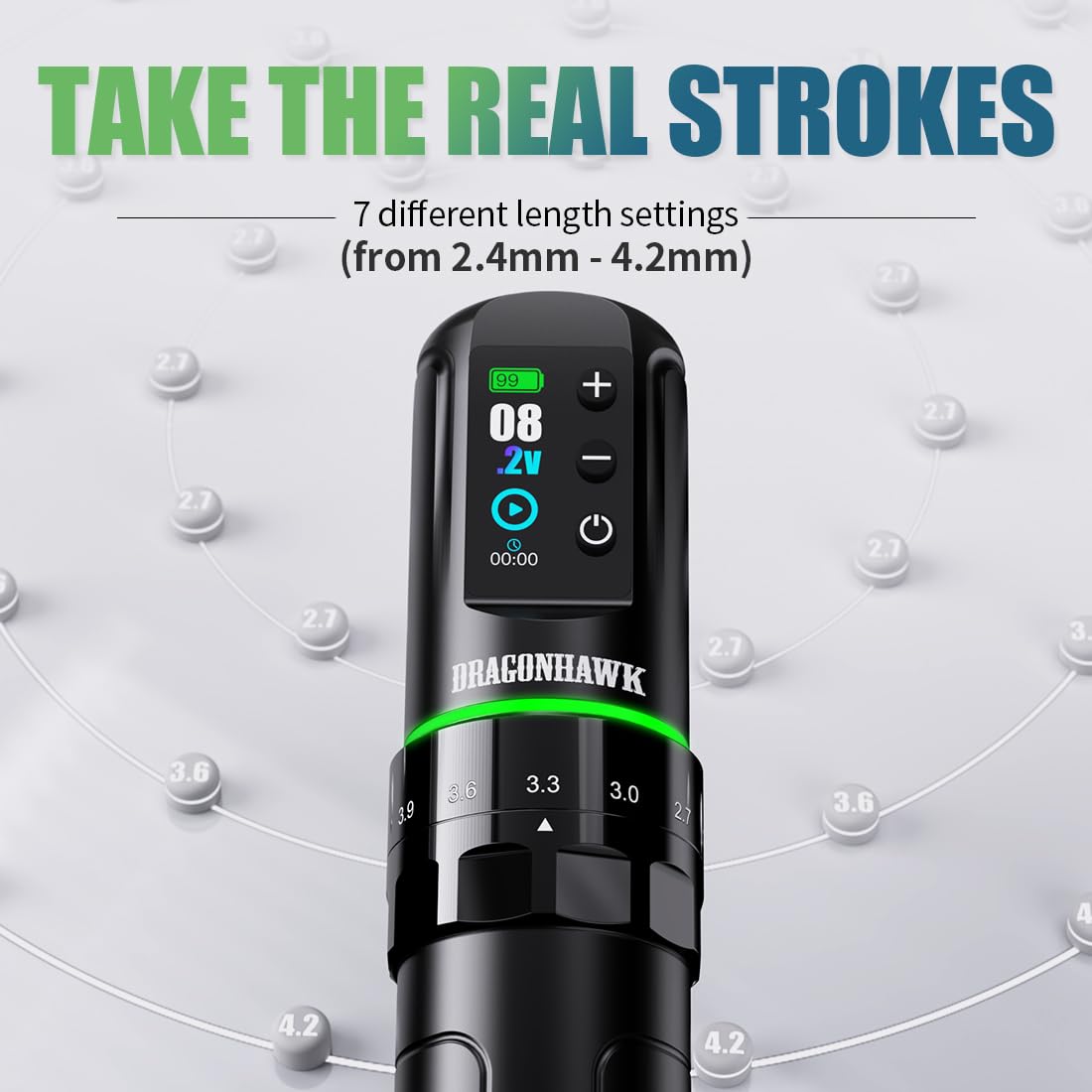 Dragonhawk L3 grip close-up highlighting 32mm comfort grip for reduced hand fatigue