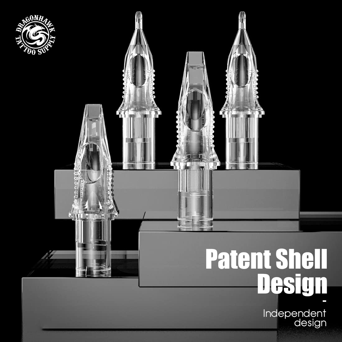 Dragonhawk packaging label and specs close-up showing model 1209RL and stainless steel note