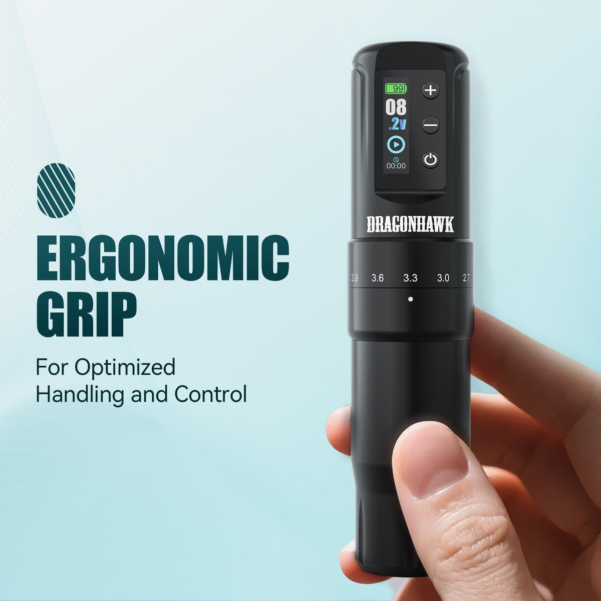 Dragonhawk stroke ring detail showing adjustable settings for precise technique benefit