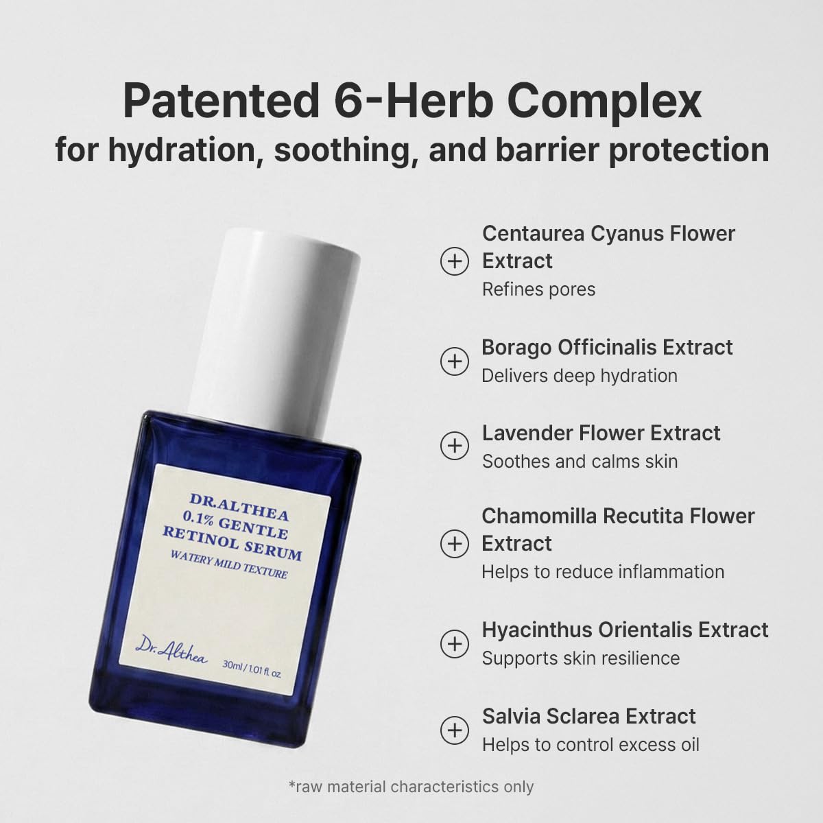 Dr.Althea 6-herb complex illustration showing botanical calming benefits