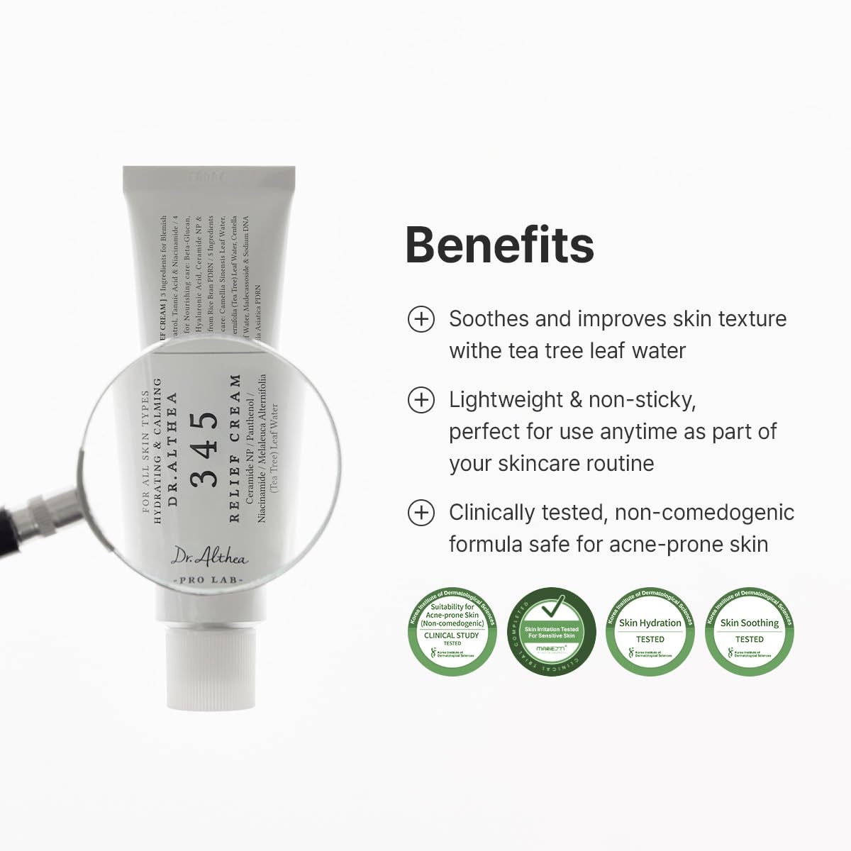 Dr.Althea cream texture close-up highlighting silky gel-cream and quick absorption benefit