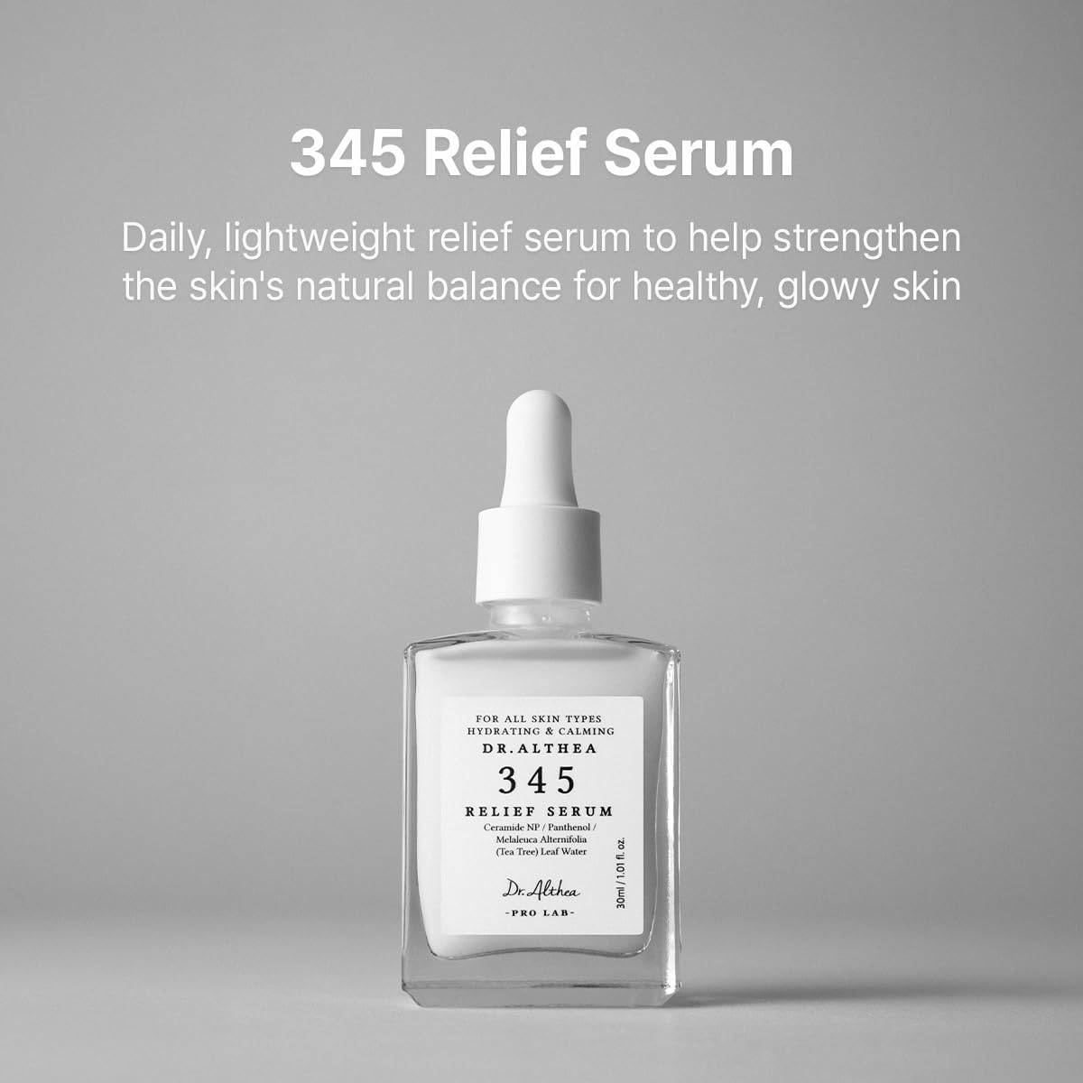 Dr.Althea serum texture on fingertip with pump drop, illustrating quick absorption benefit