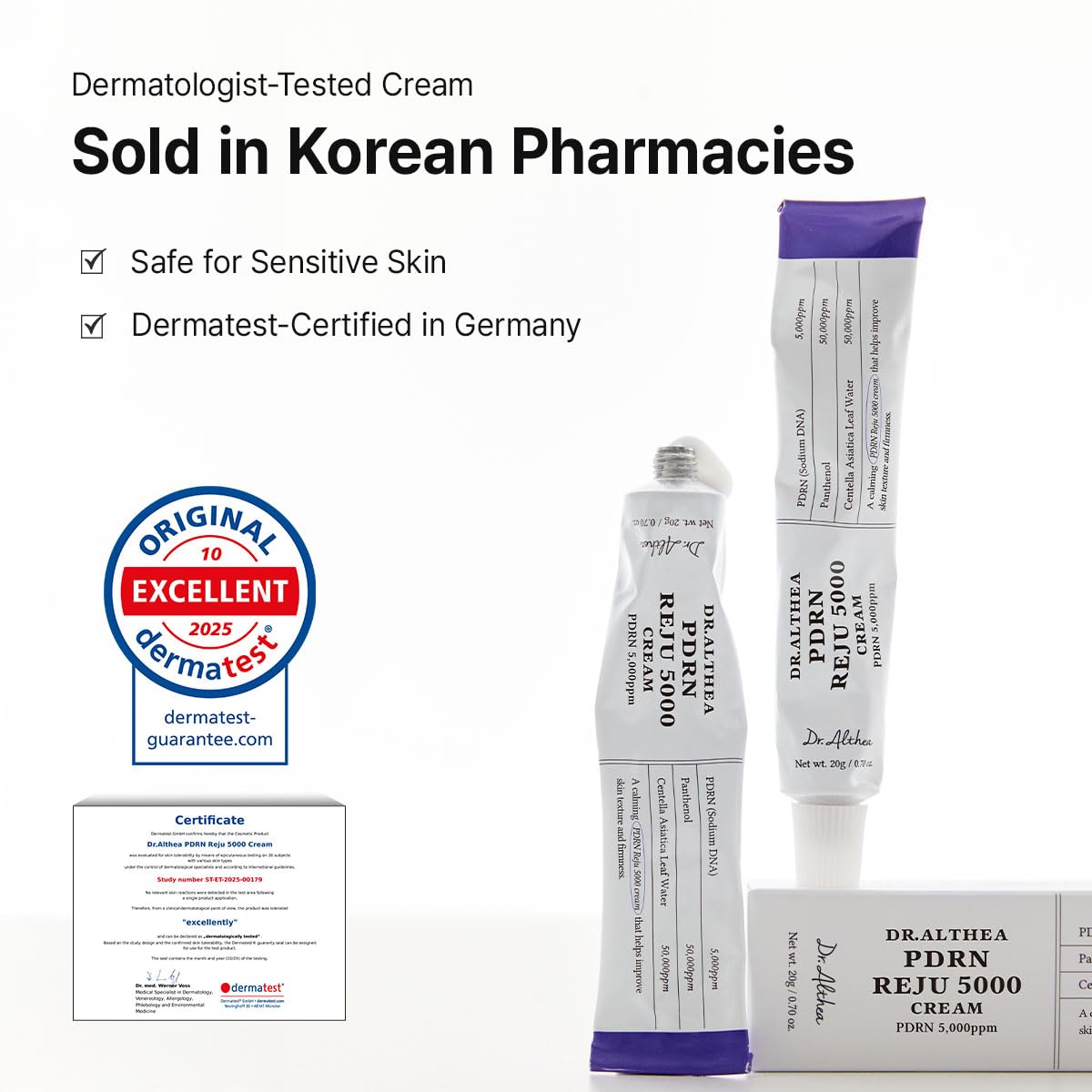 Hand applying Dr.Althea cream to skin, demonstrating lightweight feel and quick absorption