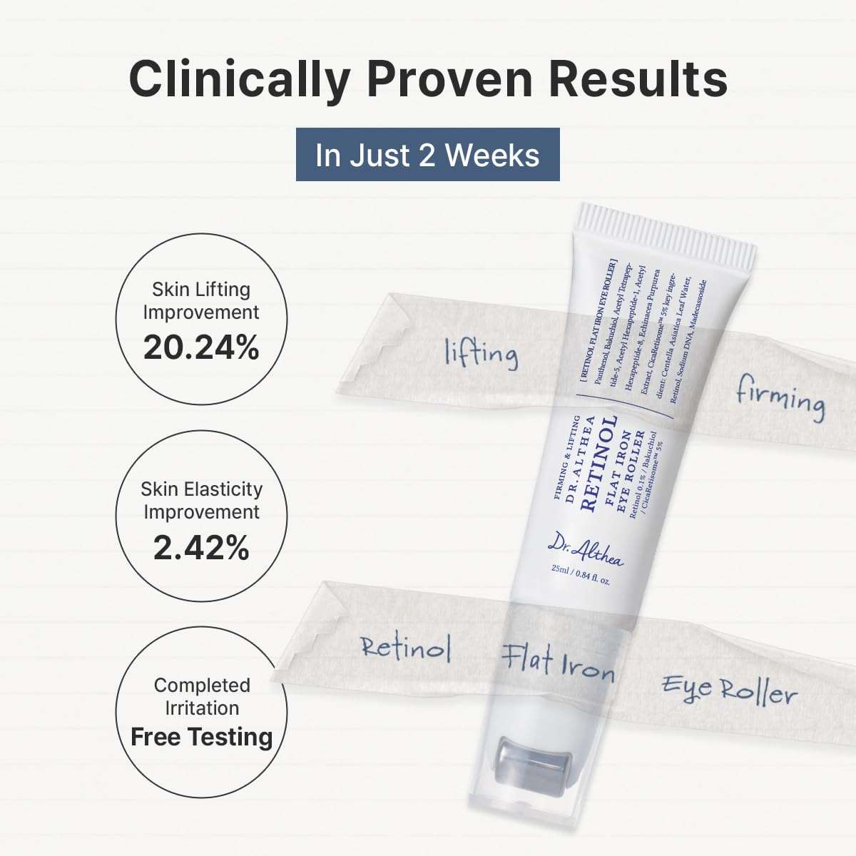 Dr.Althea tube with Centella and hyaluronic ingredient arrangement