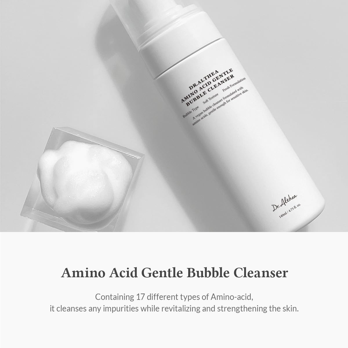 Dr.Althea foam texture dispensed on hand for gentle cleansing