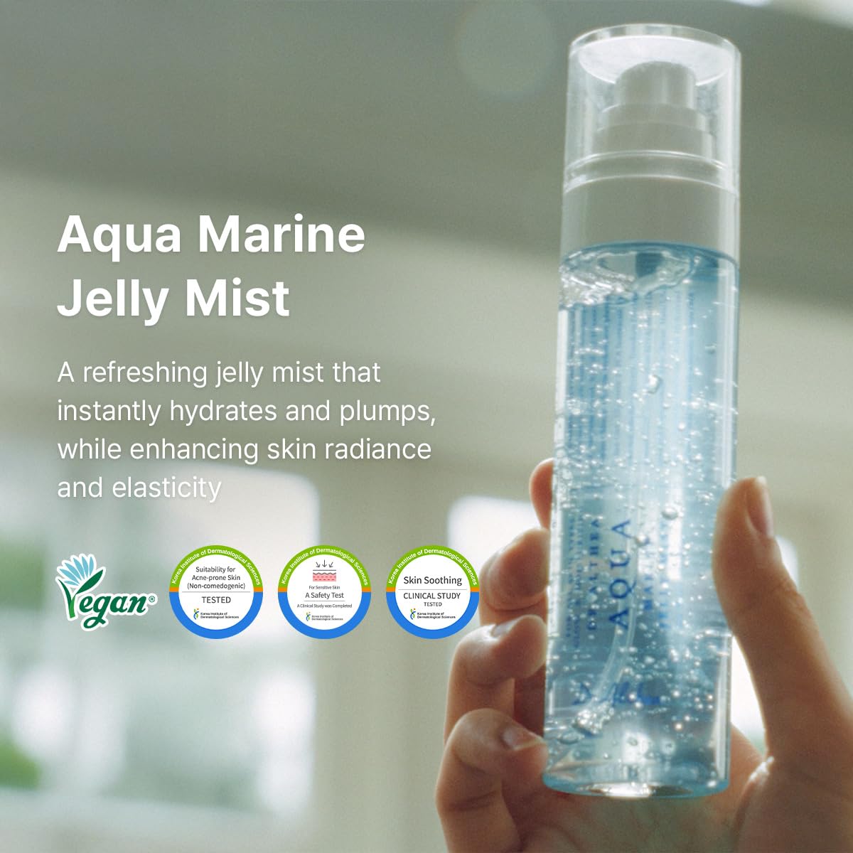 Dr.Althea pump nozzle spraying an ultra-fine mist for even coverage