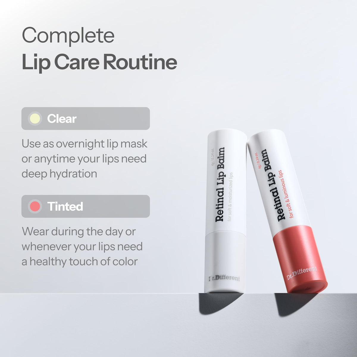 Lip balm under lipstick demonstrating Dr.Different clear base that layers smoothly