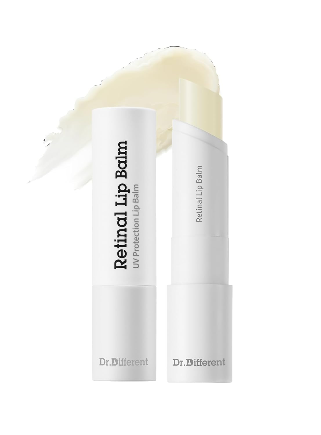 Dr.Different lip balm front packaging showing clear stick and label for easy identification