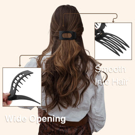 Drealoe clip holding a half-up hairstyle showing strong hold benefit for styling