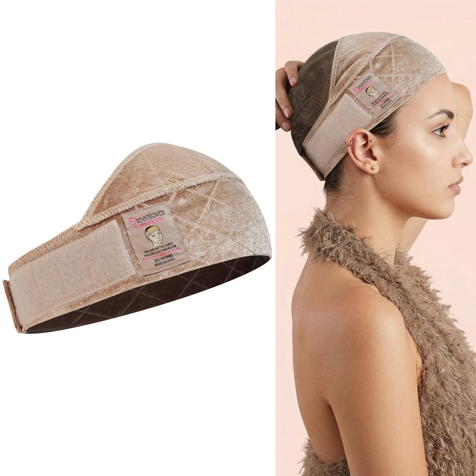 Dreamlover front view tan wig grip showing wide coverage and secure hold