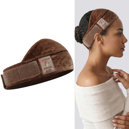 Dreamlover front view of brown wide wig grip showing secure hold benefit