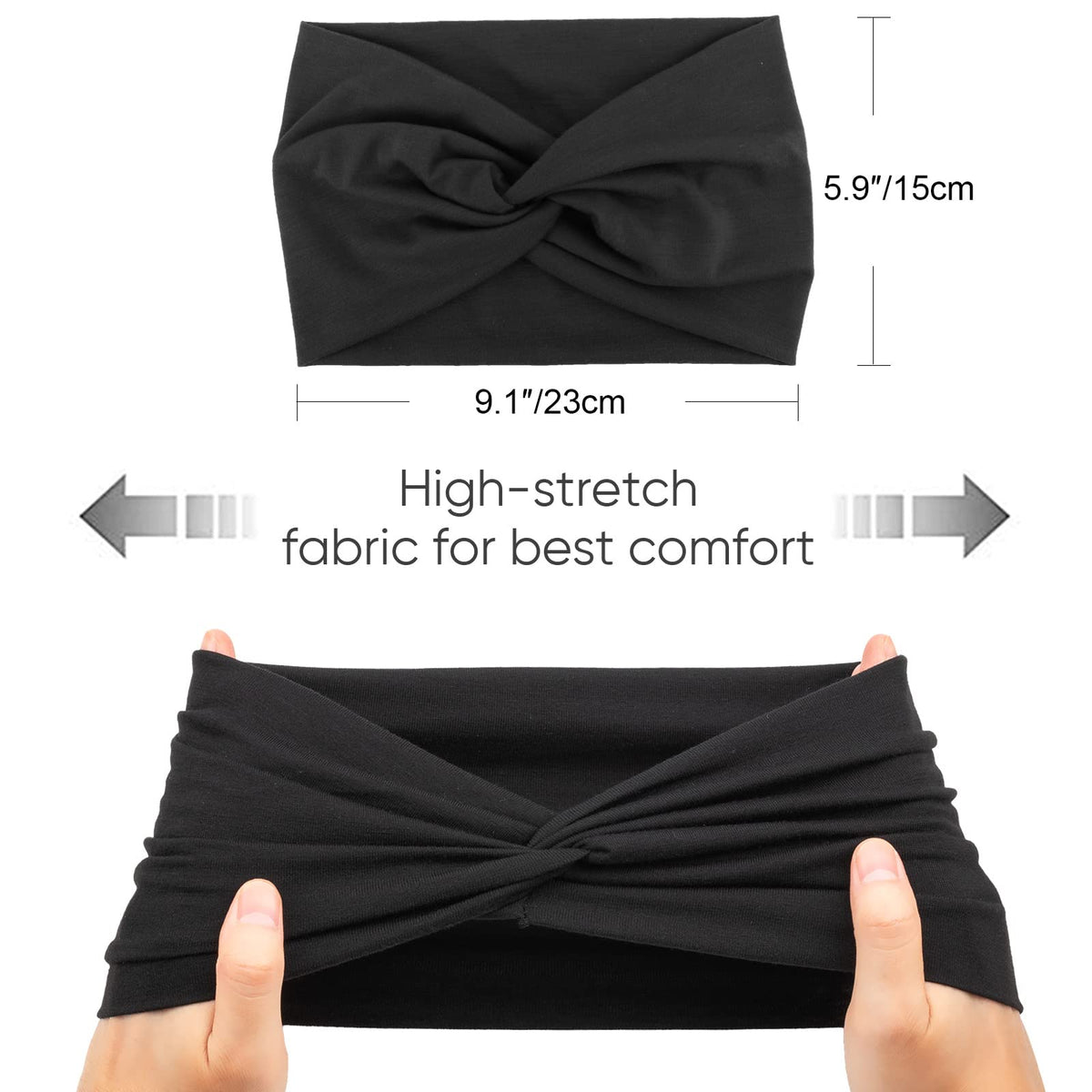 DRESHOW four headbands laid flat showing color options and outfit matching benefit