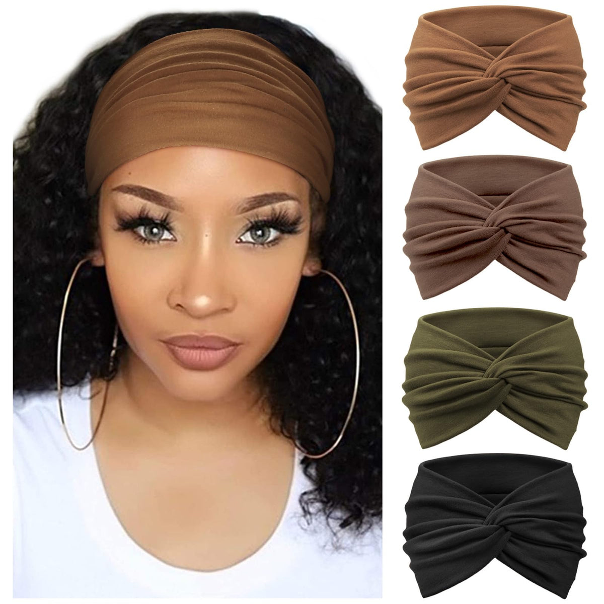 DRESHOW front view of 4-pack headbands showing color set and packaging benefit