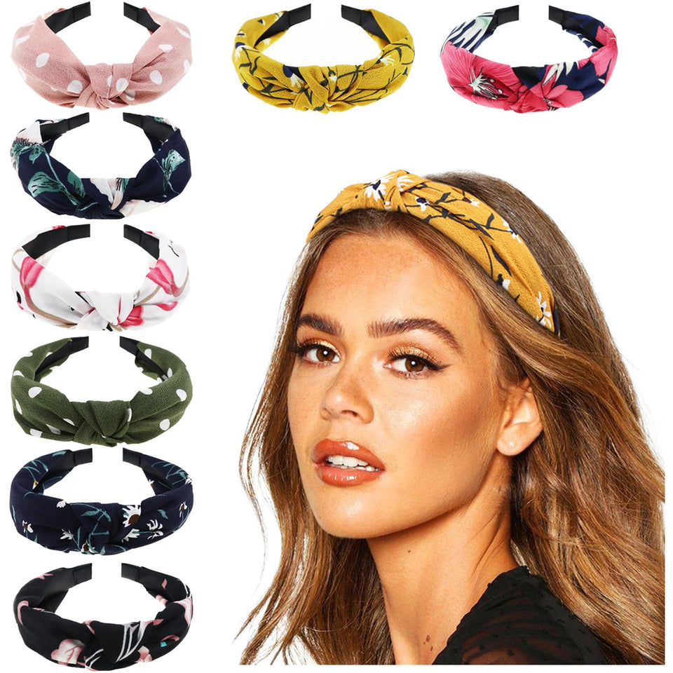 DRESHOW front-pack with eight boho headbands arranged neatly, shows value