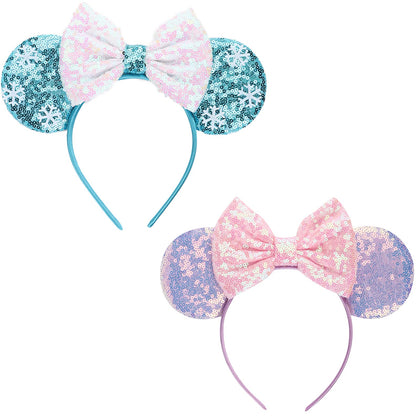 DRESHOW front view pack of two headbands showing matching ears and bows for party photos