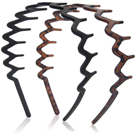 Dresyu front view of two-pack headbands showing retro wavy design and compact fit