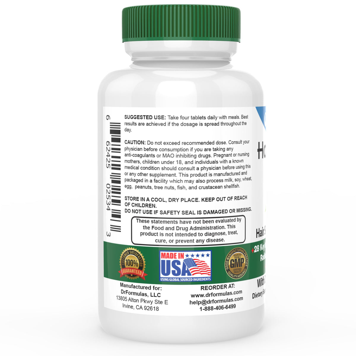 DrFormulas HairOmega bottle in hand to show scale and daily dose convenience