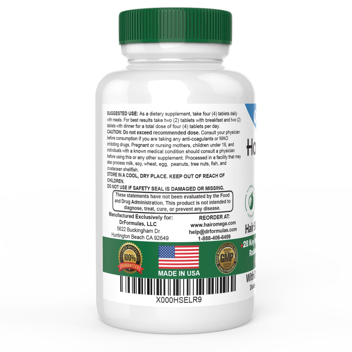DrFormulas HairOmega on bathroom counter with brush showing routine hair care benefit