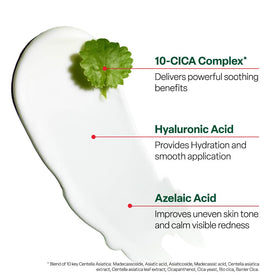 Dr.G with centella leaves representing calming and soothing benefit