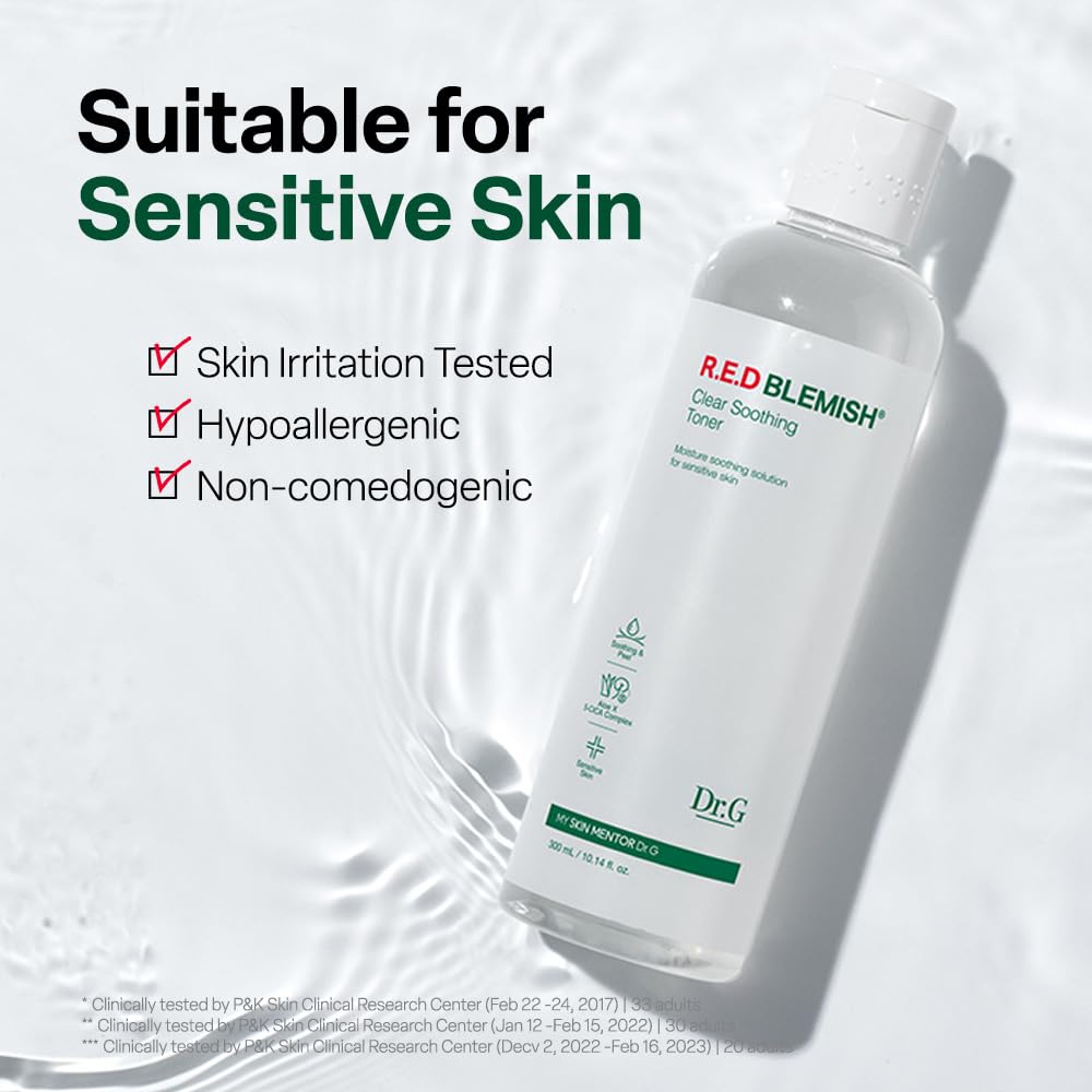 Dr. G bottle staged with other skincare implying routine compatibility