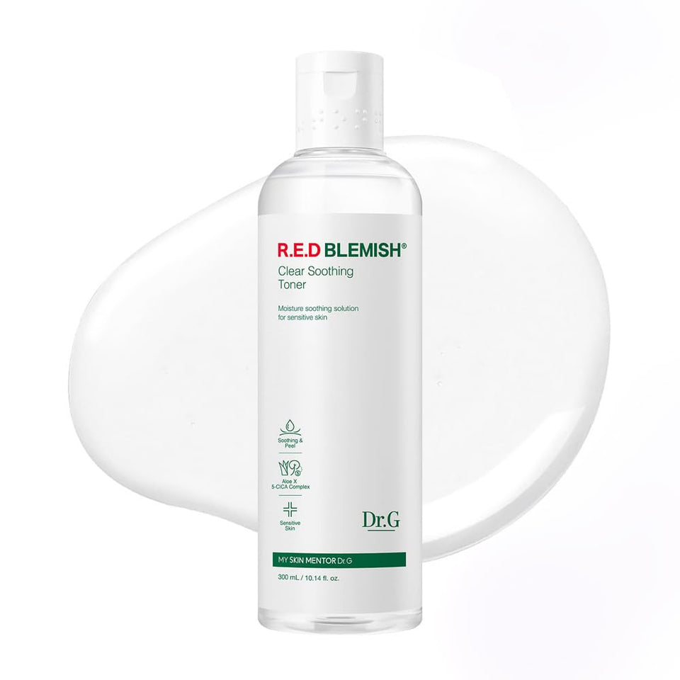 Dr. G toner front bottle showing packaging and soothing benefit