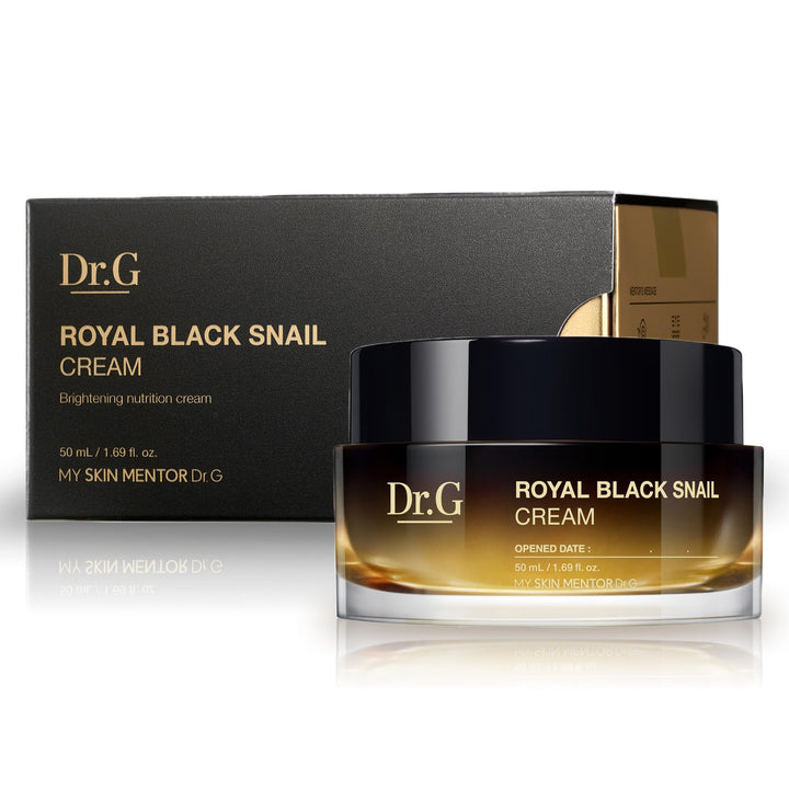 Dr.G Royal Black Snail Cream front jar view showing compact 50ml packaging and brand clarity