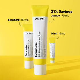 Dr.Jart+ on bathroom counter with other skincare, suggests daily routine integration