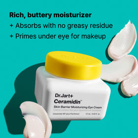 Dr.Jart+ applying product to orbital area to show gentle patting technique and reduced puffiness