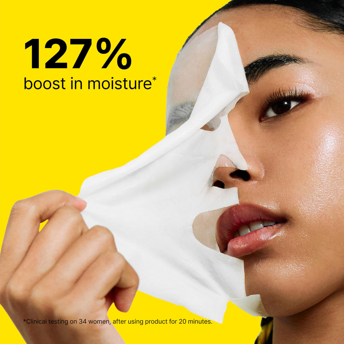 Dr.Jart+ sheet mask applied on model delivering soothing moisture